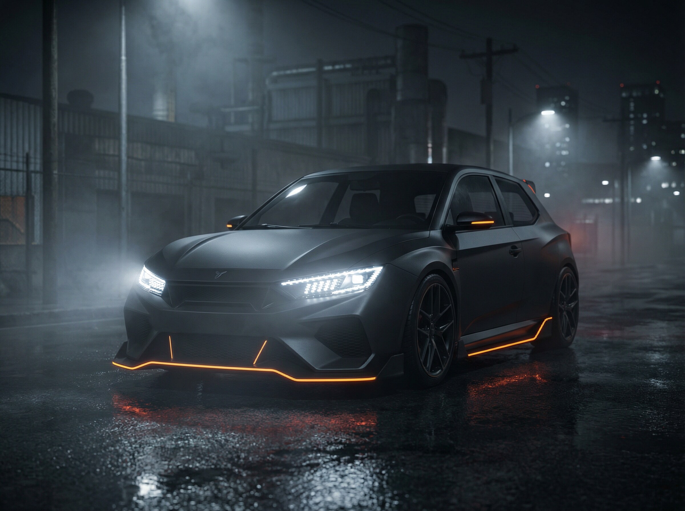 Yugo im modernen Concept-Design – Scheinwerfer in der Nacht